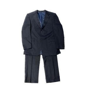 Giovane Gentile Suit Blue and Black Striped Wool Size 42